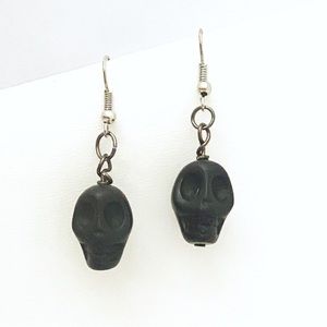 Earrings Skull 3D Black Halloween Boho Witch Hippie Pagan Biker Goth Punk